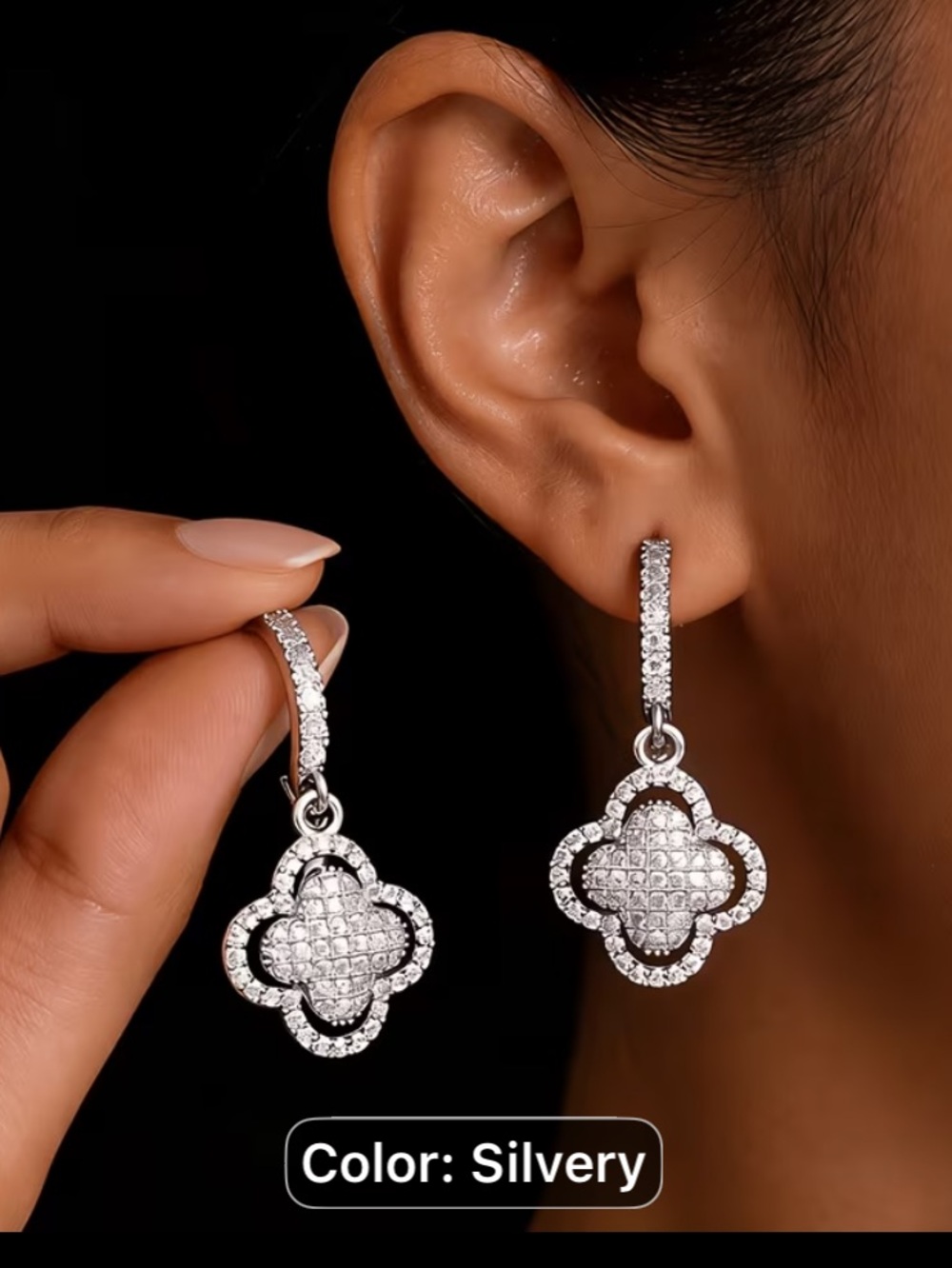 Two pair of Silver Floral Charm Hoop Earrings - Women Jewelry